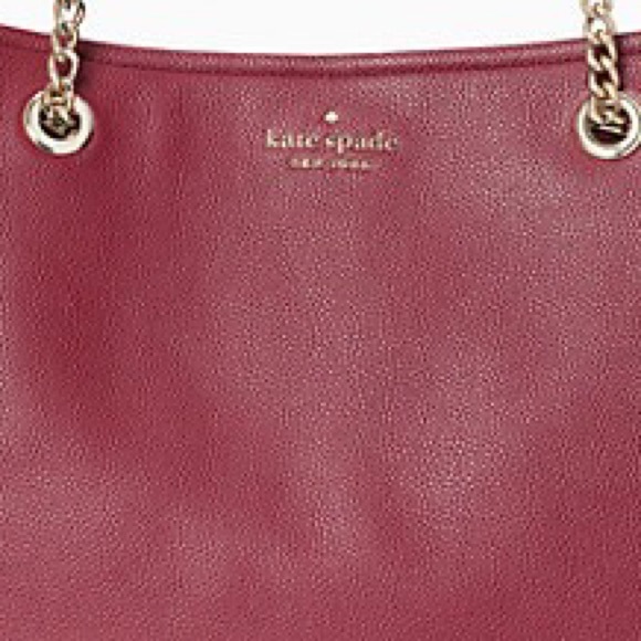 ♠️ kate spade Jordyn Pebbled Leather Large Chain Handle Tote Bag, Blackberry NWT - Picture 2 of 8